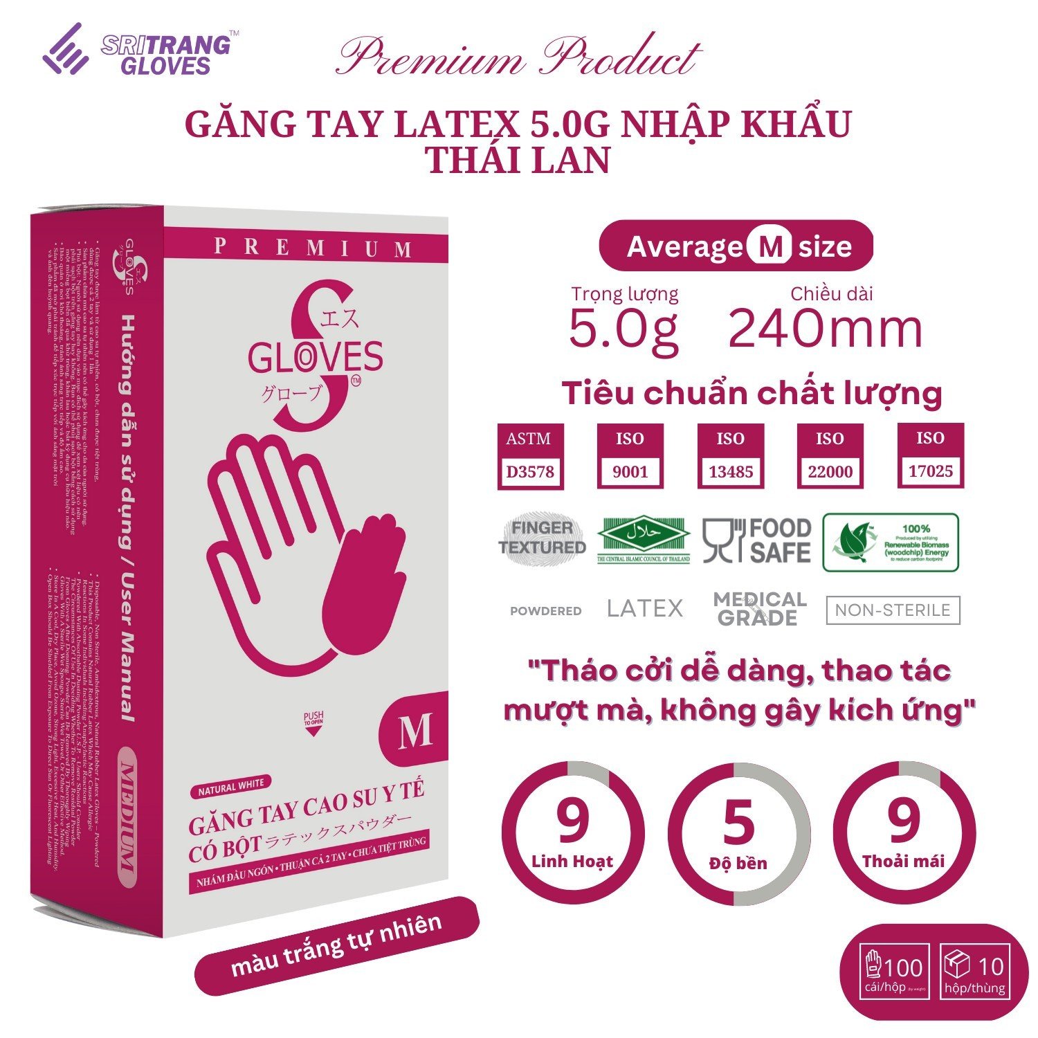 Găng tay cao su y tế có bột