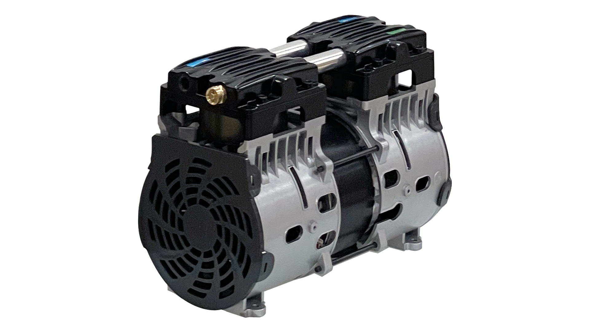 100% oil-free, low noise, high flow, low pressure, long life, low maintenance.